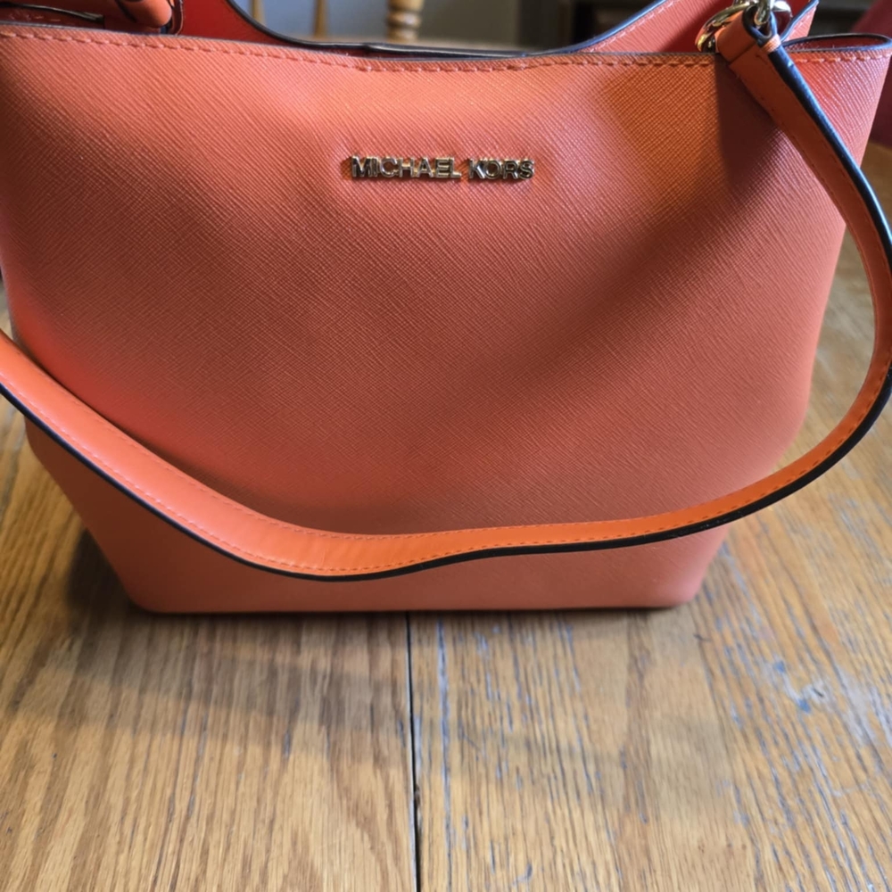 Michael Kors Orange Shoulder Bag with Gold Hardware